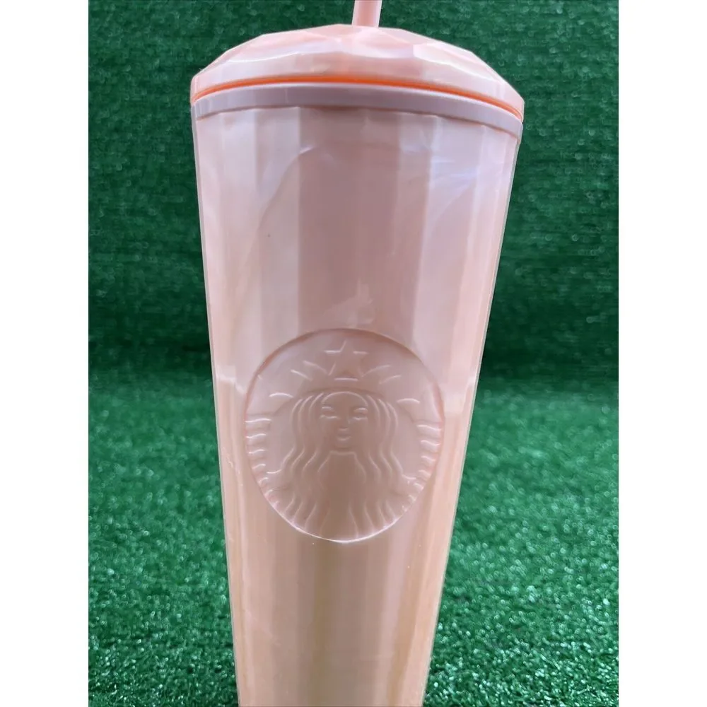 Starbucks Tumbler  2021 24 oz‎ Venti Pink Marble Pearl Kaleidoscope NEW